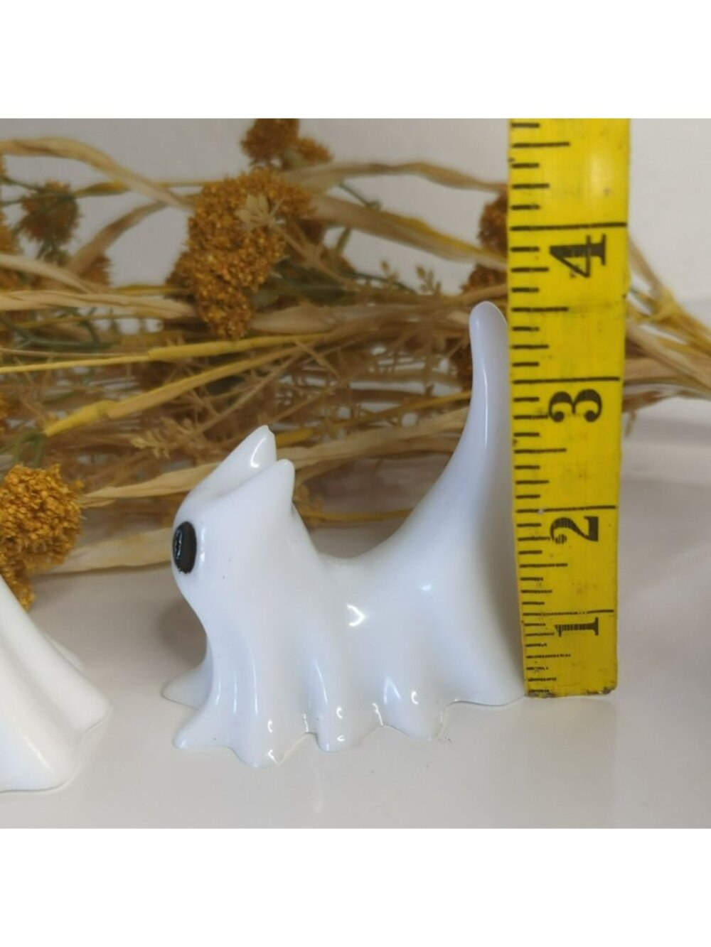Handcrafted White Resin Ghost Cat Figurines Set Of 2 - Picture 5 of 6